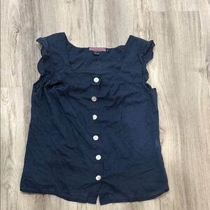 Vineyard Vines Blue Sleeveless Ruffled Blouse size 8